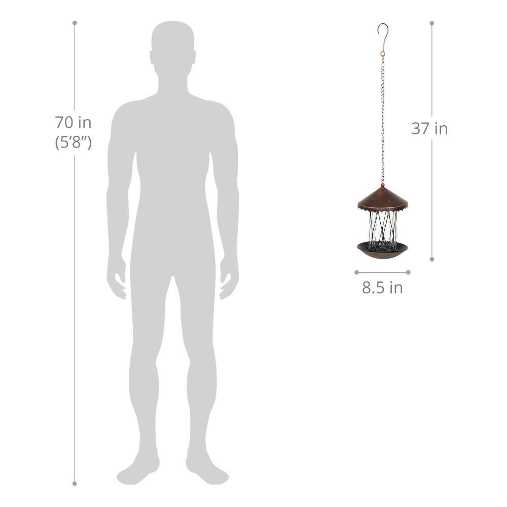 Solar Bronze Hanging Bird Feeder with Diamond Glass Pattern