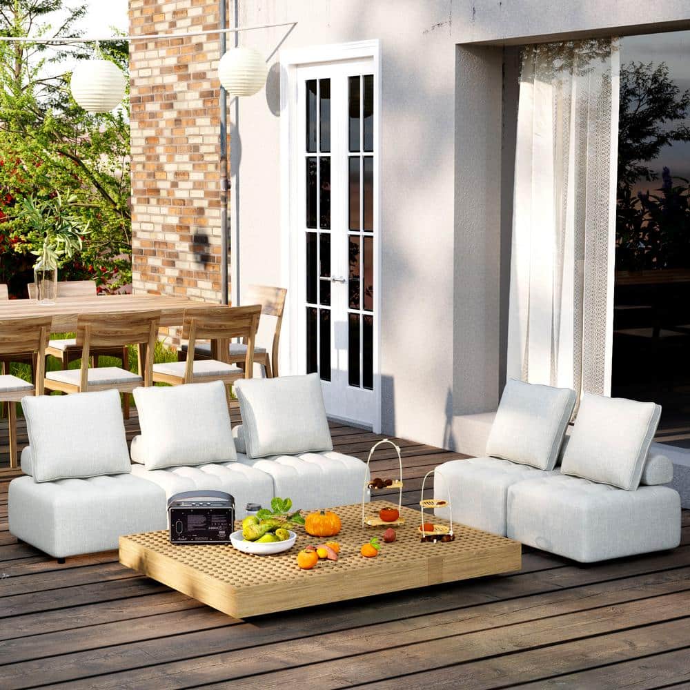 5-piece metal aluminum outdoor sectional sofa with aluminum structure suppo