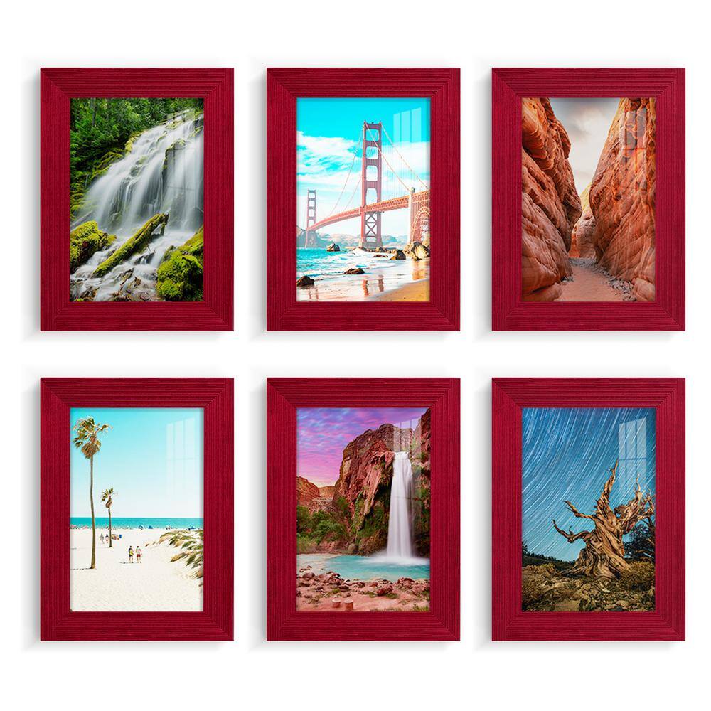 Wexford Home Textured 5 in. x 7 in. Red Picture Frame (Set of 6) WF107C