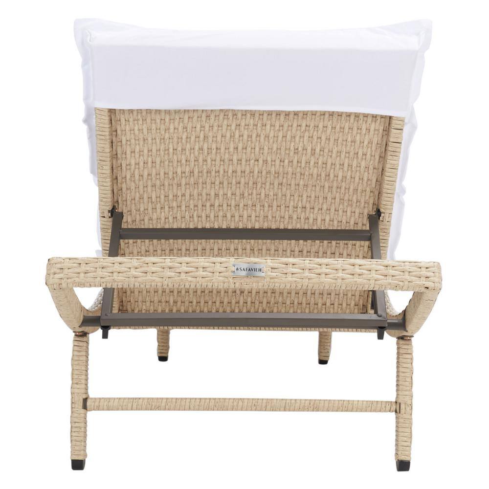Natural Green Eucalyptus Wood Outdoor Chaise Lounge Chair with Cushions