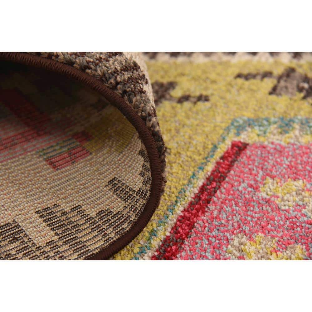 Sedona Red Geometric 9' x 12' Easy-Care Synthetic Area Rug