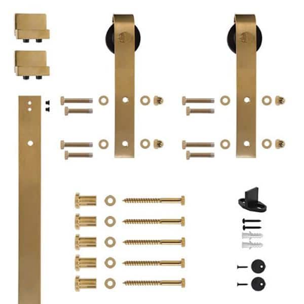 Quiet Glide 78-3/4 in. Soft Close Satin Brass Sliding Barn Door Hardware  and Track Kit NT140009W06SC - The Home Depot