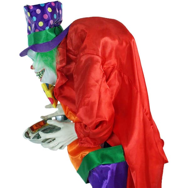 Haunted Hill Farm 71 in. Touch Activated Animatronic Clown, Indoor/Outdoor  Halloween Decoration, Flashing Red Eyes, Poseable, Battery-Op HHCLOWN-2FLSA  - The Home Depot