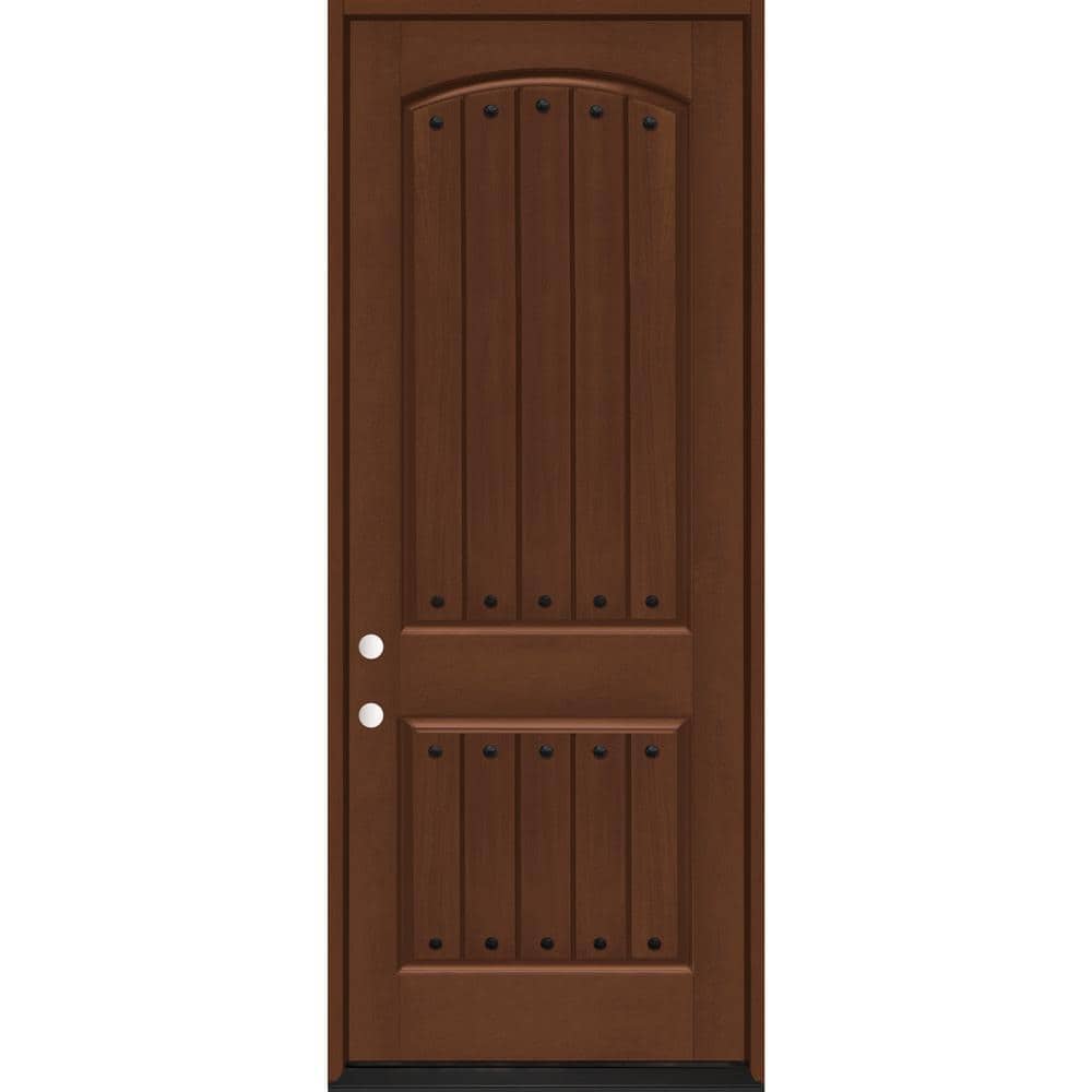 Regency 36 in. x 96 in. 2-Panel Plank RHIS Chestnut Stain Fiberglass Prehung Front Door with Clavos price history on PriceWatchPro