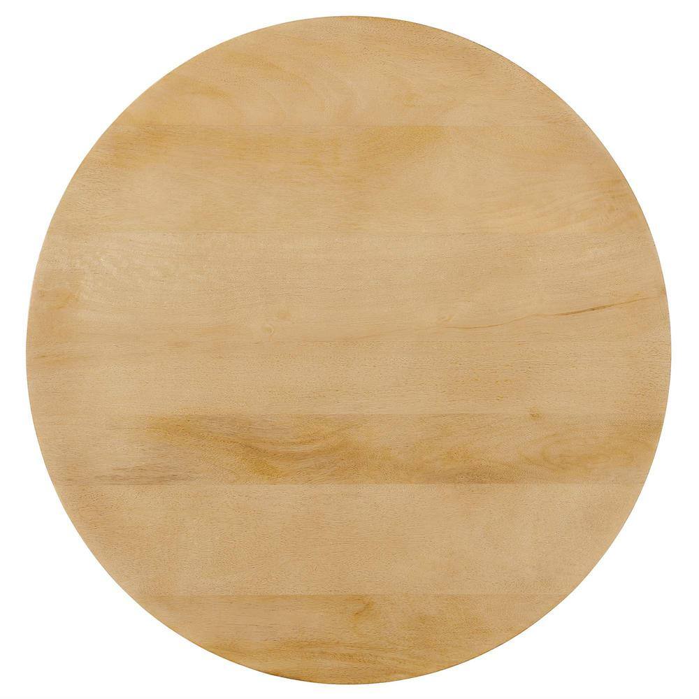 Lina 18" Round Oak Wood Pedestal Side Table