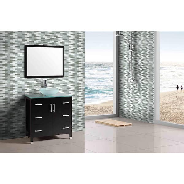 Geo Whistler Gray Brick Mosaic 12 in. x 12 in. Textured Glass Wall & Pool Tile (1 Sq. Ft./Sheet)