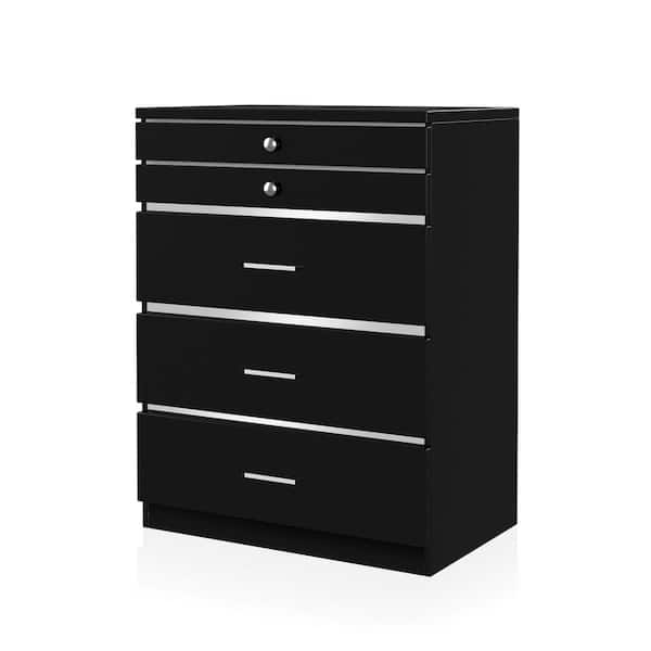 Furniture of America Solvang Black 5-Drawer Chest of Drawers (39.5 in. H x 29.5 in. W x 19 in. D)