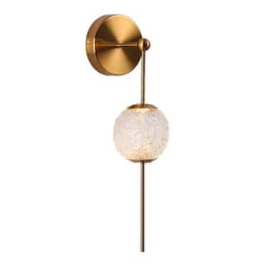 Cenlindes Modern 1-Light Plating Brass Dimmable Wall Sconce with Textured Glass Shade