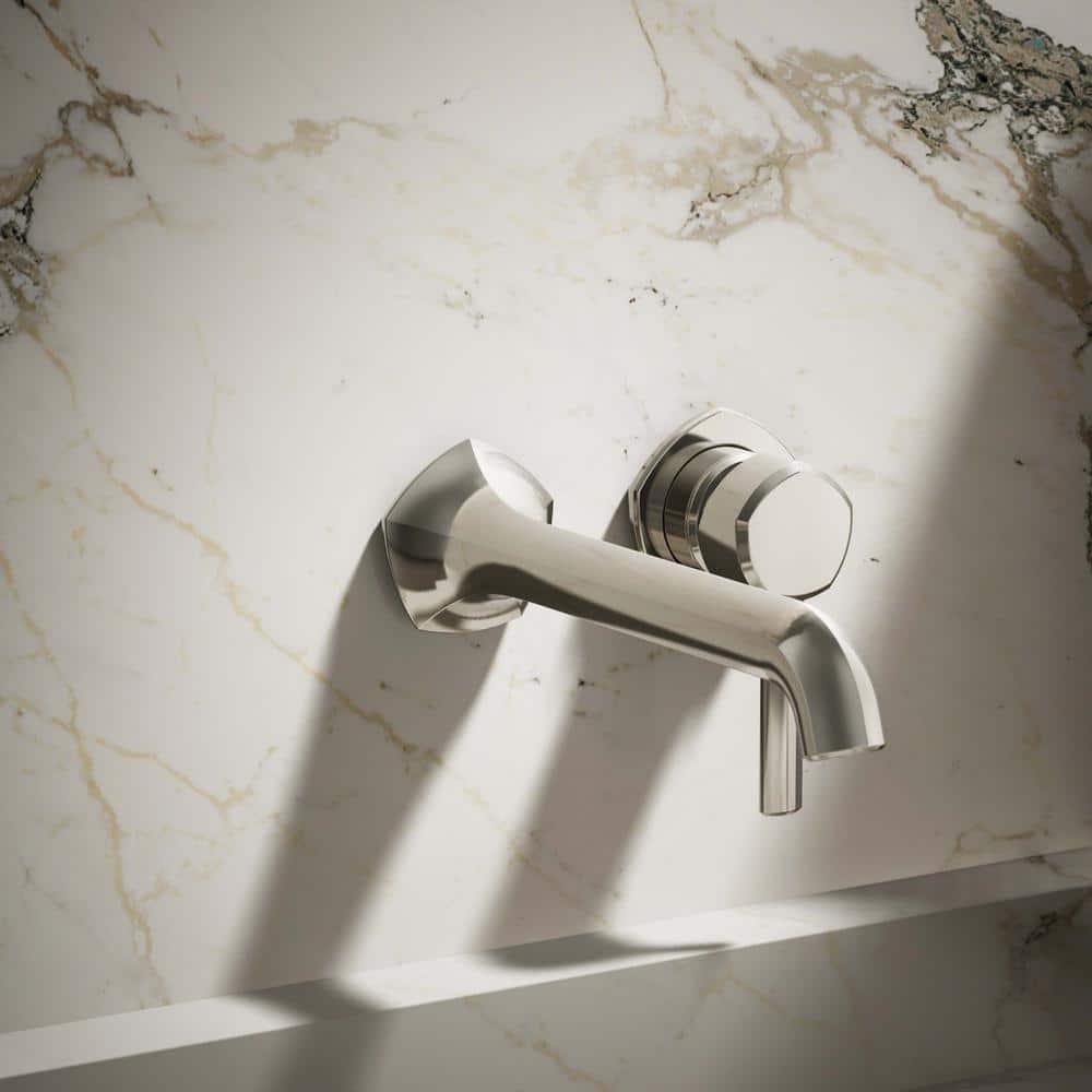 Occasion 1960s Glam Wall-Mount Bathroom Faucet, Vibrant Polished Nickel