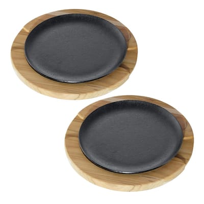 Churrasco 9 in. Cast Iron Sizzle and Serve Pan in Black 4-Pack