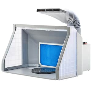 Airbrush Spray Booth, Dual-Fans Portable Hobby Airbrush Paint Spray Booth Kit with LED Lights and Exhaust Extension Hose