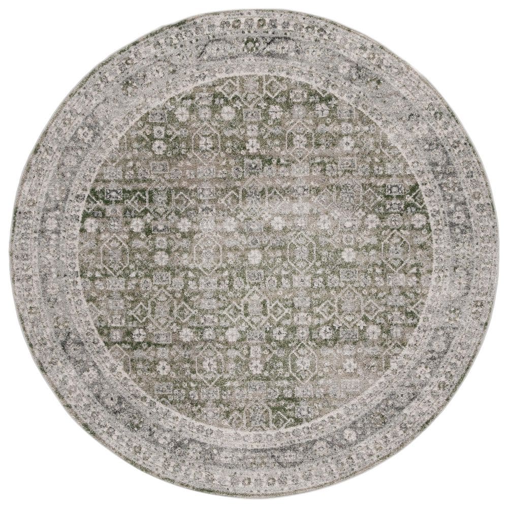 Vintage Tabriz 7 ft. x 7 ft. Green/Gray Distressed Ornate Border Round Area Rug price history on PriceWatchPro
