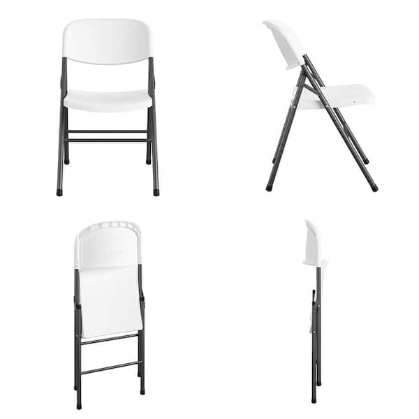 COSCO Commercial Plastic, Indoor/Outdoor Folding Chair, White Speckle, 4-Pack