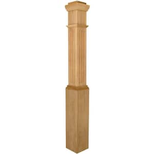 Stair Parts 4092 55 in. x 6-1/4 in. Unfinished White Oak Fluted Box Newel Post for Stair Remodel