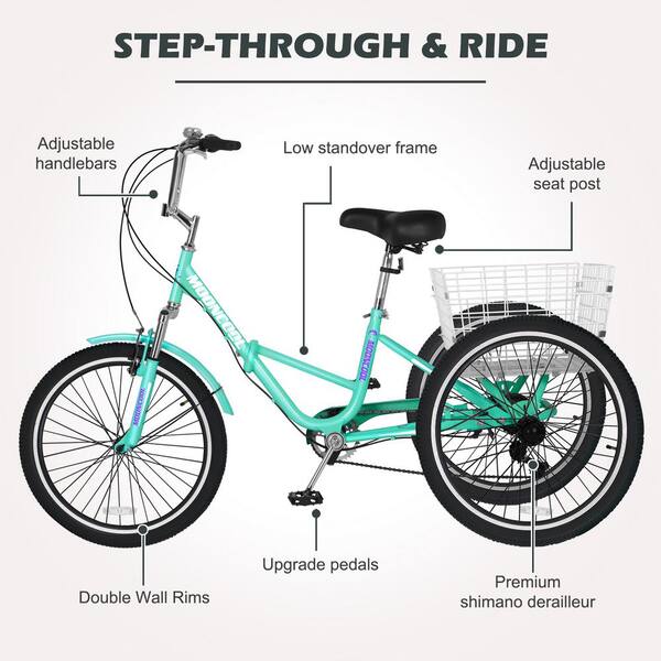MOONCOOL Adult Folding Tricycle, 7 Speed 24 in. Adult