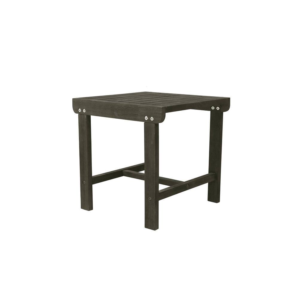 Gray Square Acacia Wood Outdoor Side Table.