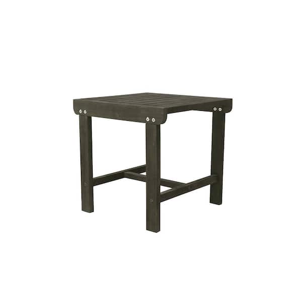 Unbranded Gray Square Acacia Wood Outdoor Side Table.