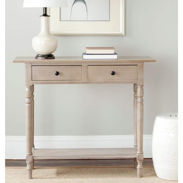 SAFAVIEH Rosemary 38 in. 2-Drawer Rustic Gray Wood Console Table