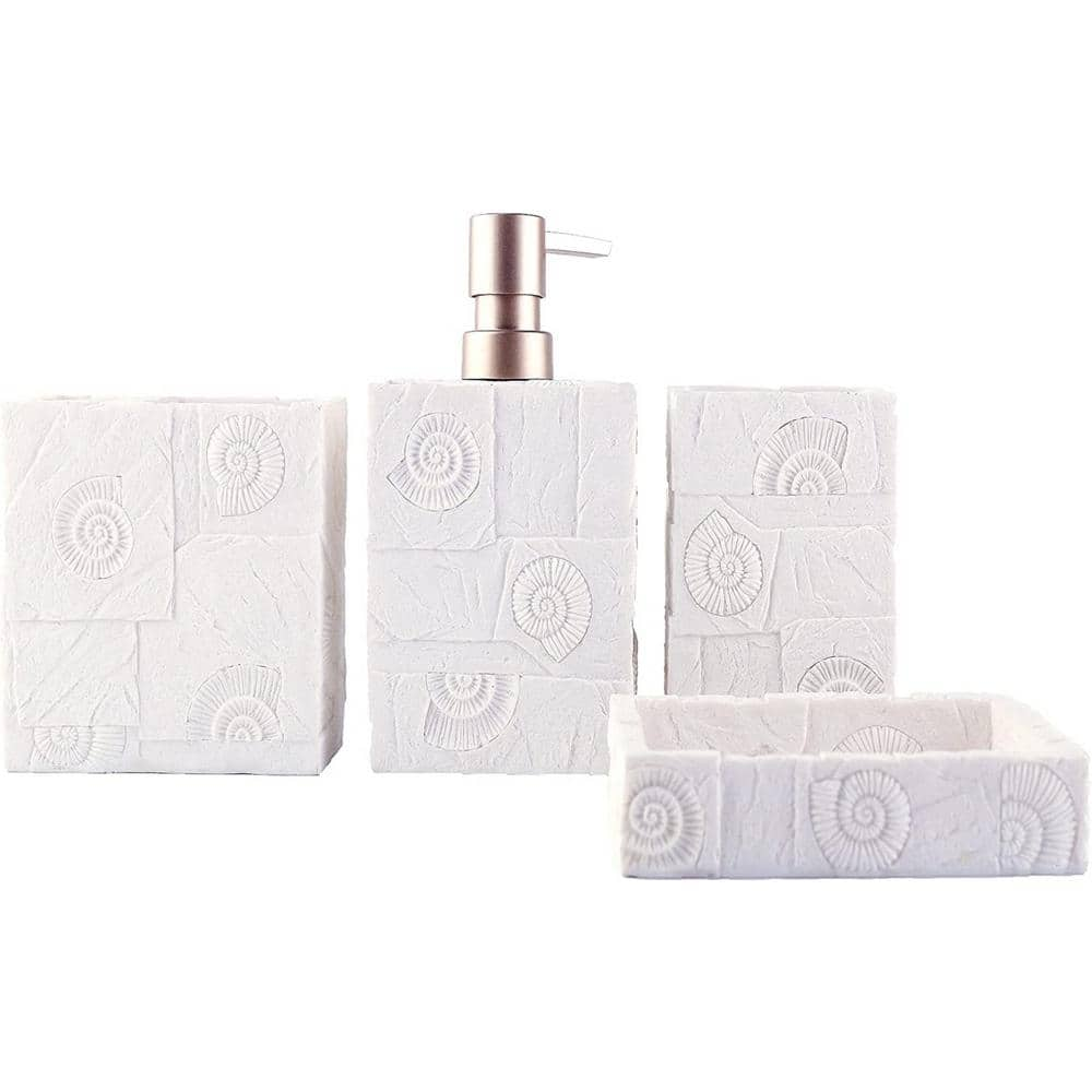 Dyiom Bathroom Accessories Set 4-Pieces Resin Gift Set Apartment Necessities Wooden Design Square