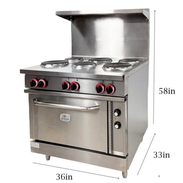 Cooler Depot 36 W 6-Burner Commercial Electric Hot Plate Range