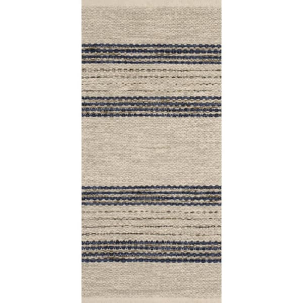3 ft. x 8 ft. Navy Cielo Stripe Handwoven Cotton Indoor Runner Rug