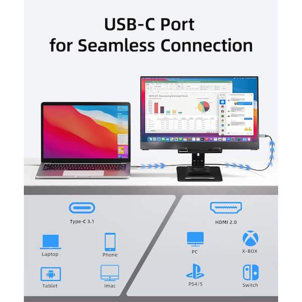 Lukyamzn 15.6 in. Ultra Slim Portable Monitor Laptop Screen