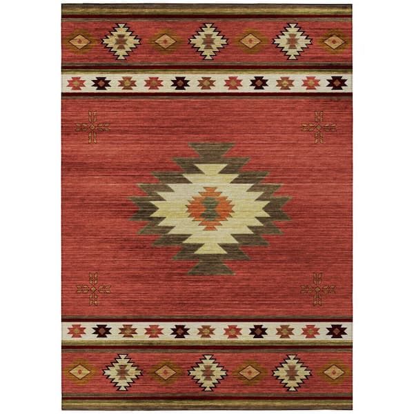 Sonora Red 5 ft. x 7 ft. 6 in. Geometric Indoor/Outdoor Area Rug