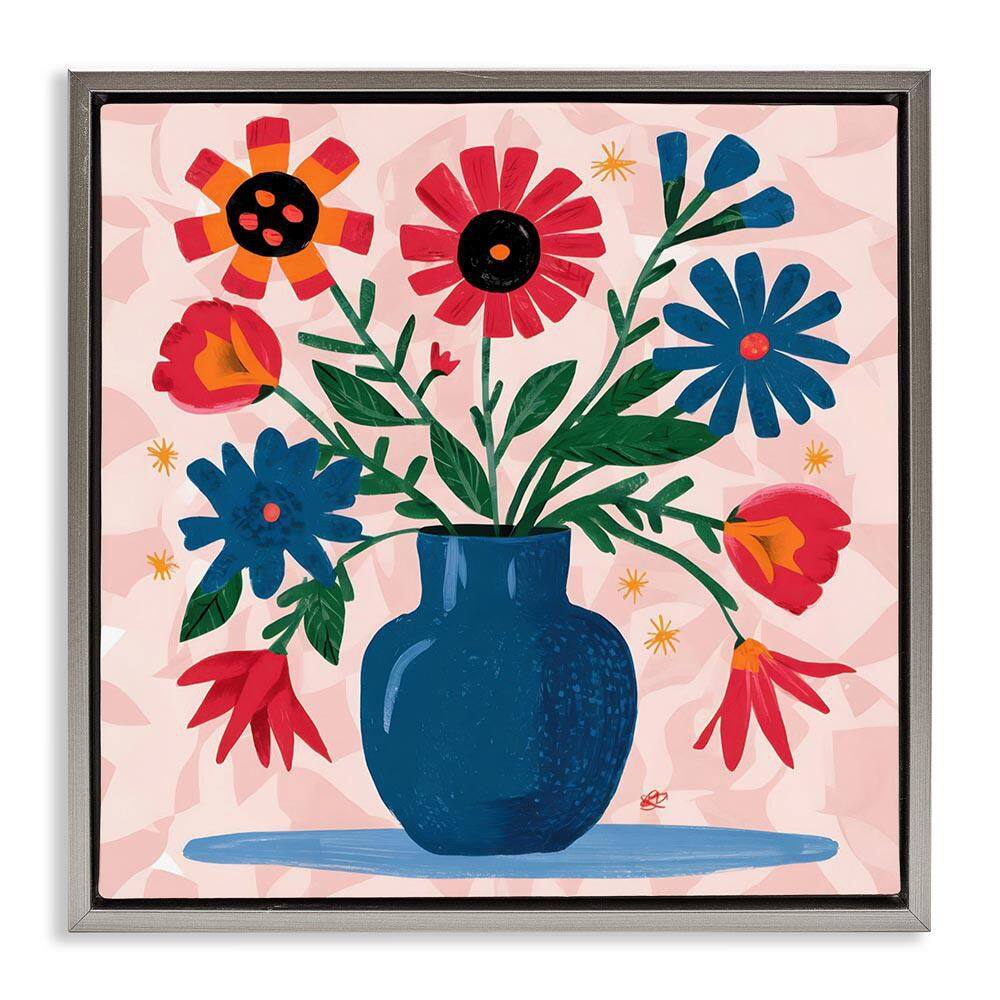 Vibrant Mixed Flowers by LSR Design Studio Gray Floater Frame Nature Graphic Art Print 18 in. x 18 in. price history on PriceWatchPro