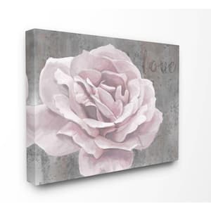 "Love Flower Pink Grey Texture Painting" by Ziwei Li Canvas Abstract Wall Art 20 in. x 16 in.