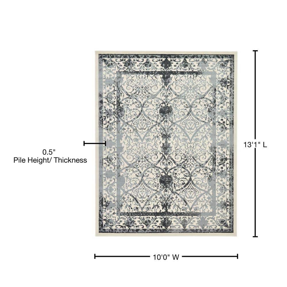 Reversible Gray Synthetic Easy Care Rectangular Rug