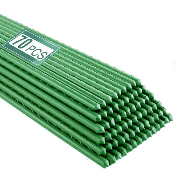 16 in. Green Hollow Steel, Plastic Plant Sticks Stakes Supports with 40-Connectors 30-Rotatable Clip 70-Pack