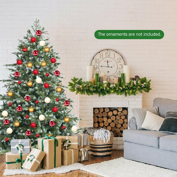 7Ft White Christmas Tree Artificial Unlit Premium Spruce Hinged Tree Holiday 