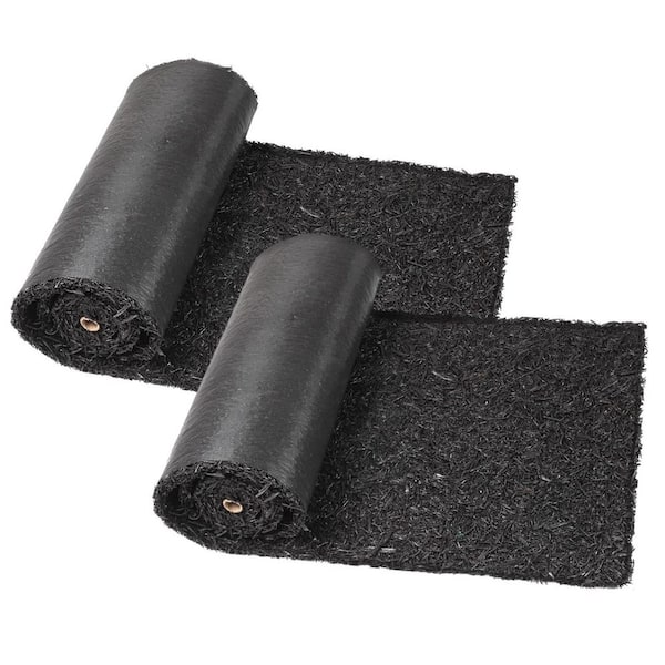 8 ft. x 2 ft. Recycled Rubber Mulch Mat Roll, Permanent Mulch Walkway Pathway for Landscaping Outdoor, Black (2-Pack)