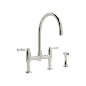 Holborn Double-Handle Bridge Kitchen Faucet in Polished Nickel