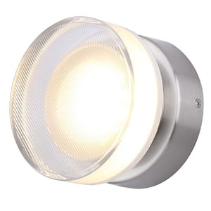 BENNI 5.375 in. 1-Light Brushed Nickel Integrated LED Wall-Light with Clear Acrylic Shade, Adjustable Color Temperature