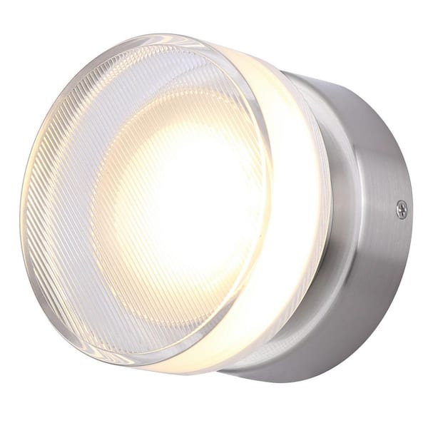 CANARM BENNI 5.375 in. 1-Light Brushed Nickel Integrated LED Wall-Light with Clear Acrylic Shade, Adjustable Color Temperature