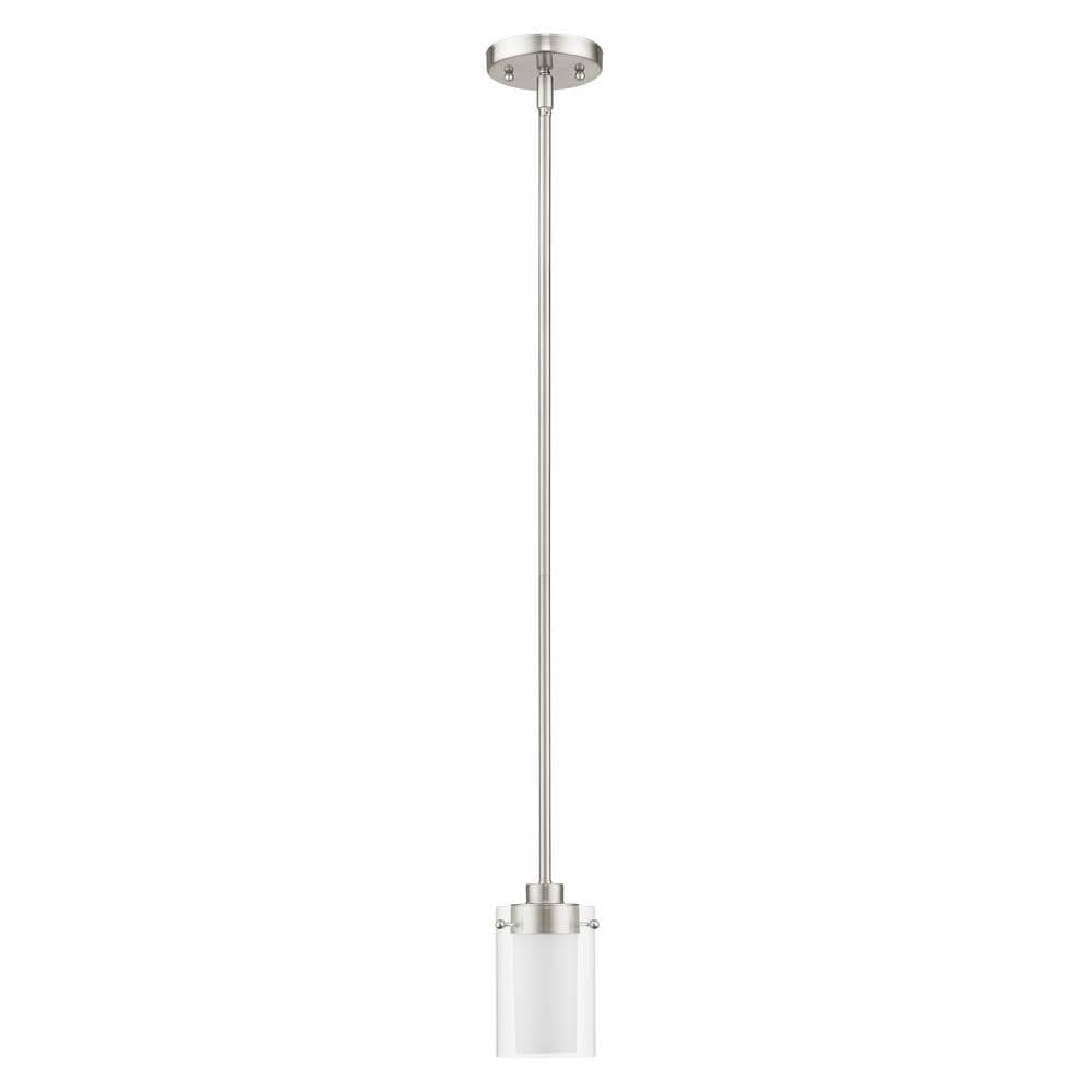 Brushed Nickel Mini Pendant with Clear and Opal Glass Shades