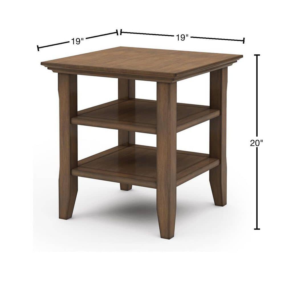 Acadian Rustic Natural Aged Brown Solid Wood Square End Table