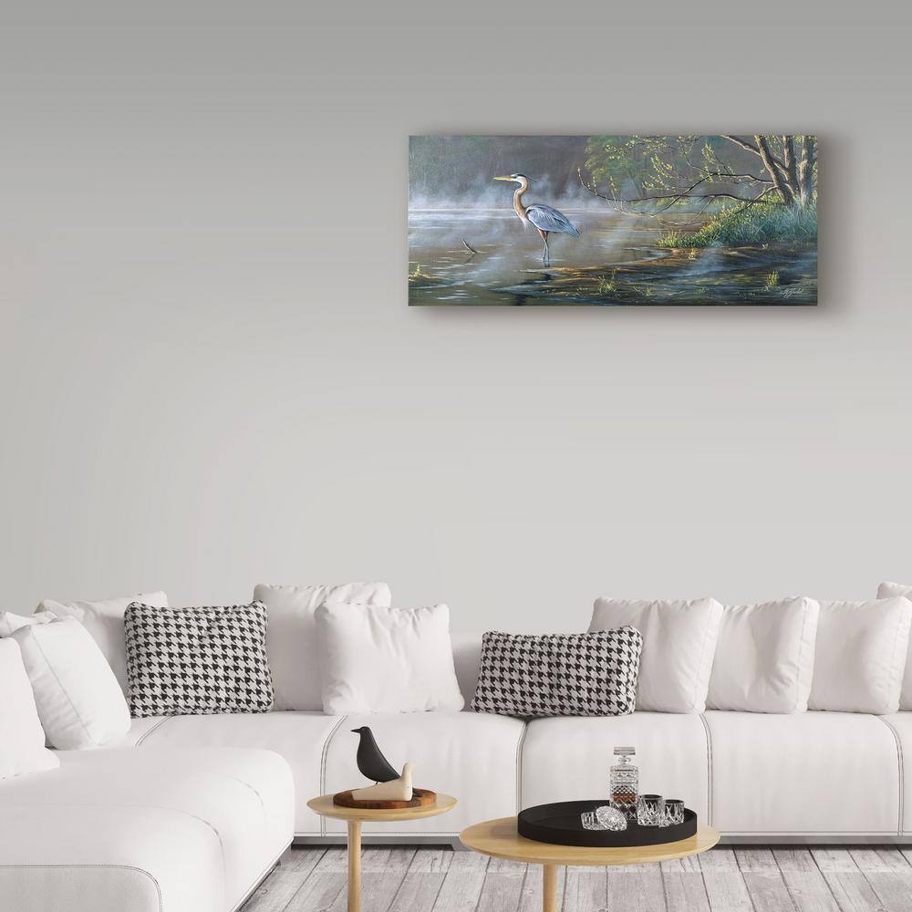 Quiet Cove Great Blue Heron Scenic Canvas Wall Art