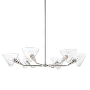 Isabella 6-Light Polished Nickel Chandelier with Clear Shade