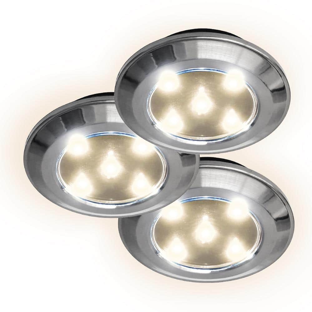 Chrome LED Under Cabinet Puck Lights with Remote Control