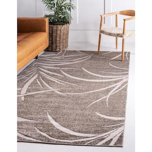 Outdoor Botanical Orlando Brown 7 ft. 1 in. x 10 ft. Area Rug