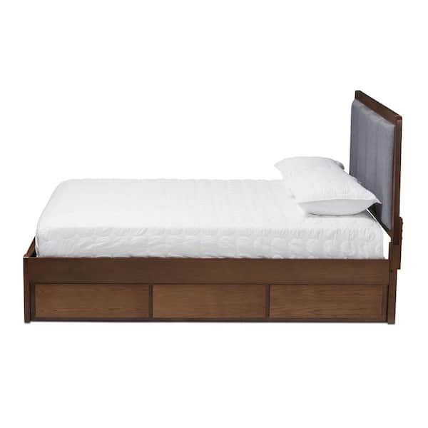 Baxton Studio Brannigan Gray Walnut Brown Queen Platform Bed 146