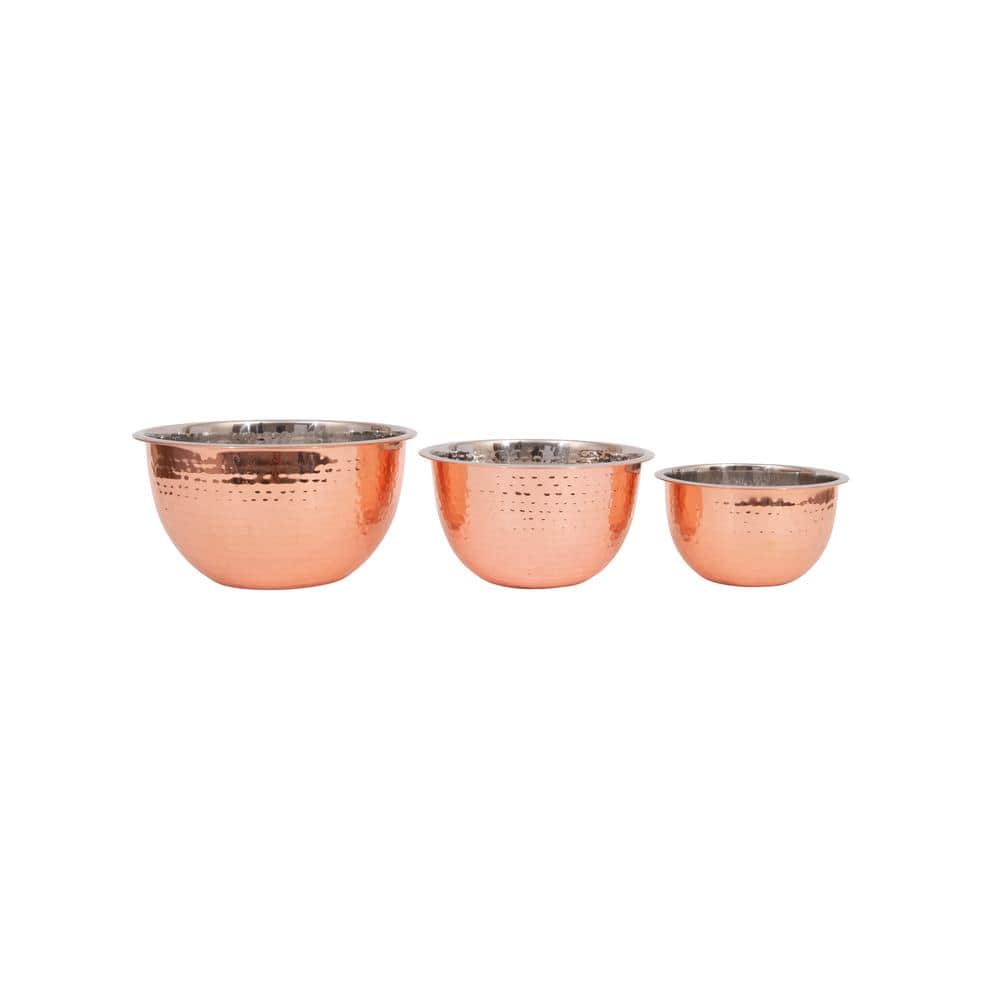 Copper Finish Hammered Stainless Steel Nesting Bowls Set