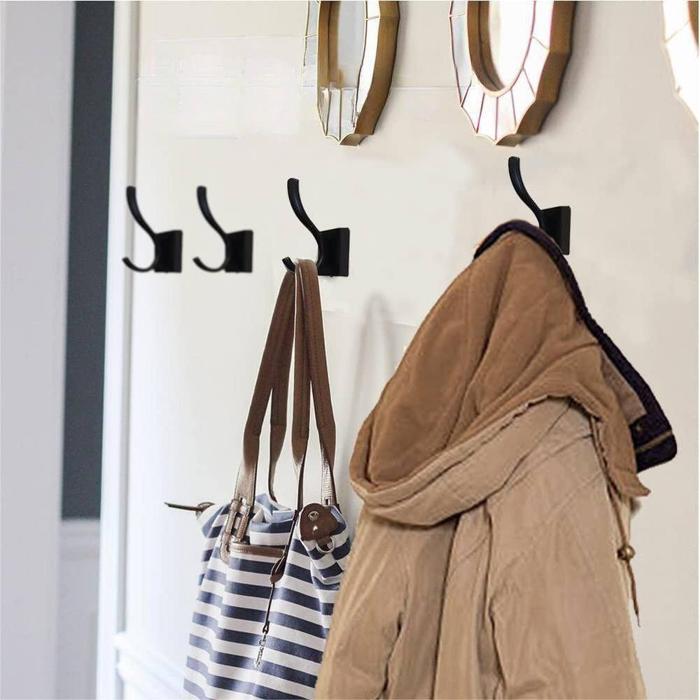 Matte Black Heavy Duty Wall Mount Towel Hooks, 4 Pack