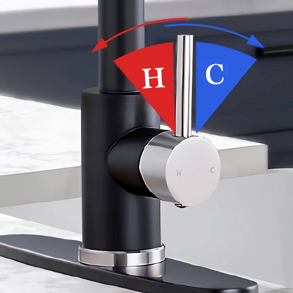 Matte Black and Brushed Nickel Pull-Down Kitchen Faucet with Spray