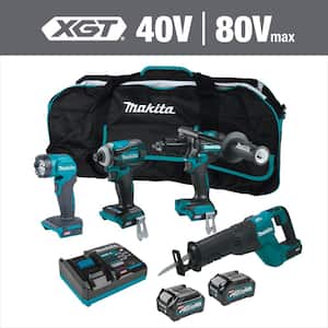 40V Max XGT Brushless Cordless 4-Piece Combo Kit (Hammer Driver-Drill/Impact Driver/Recip Saw/Flashlight) 2.5Ah/4.0Ah