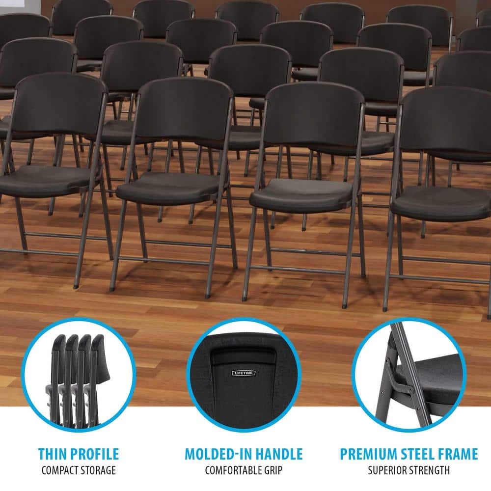 Lifetime Black Commercial Grade Folding Chairs, 4 Pack