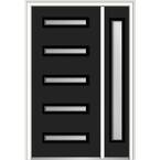 51 in. x 81.75 in. Davina Frosted Glass Right-Hand Inswing 5-Lite Modern Painted Steel Prehung Front Door with Sidelite