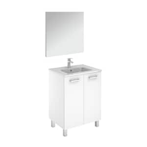 Logic 27.6 in. W x 18.0 in. D x 33.0 in. H Bath Vanity in Gloss White with Ceramic Vanity Top in White with Mirror